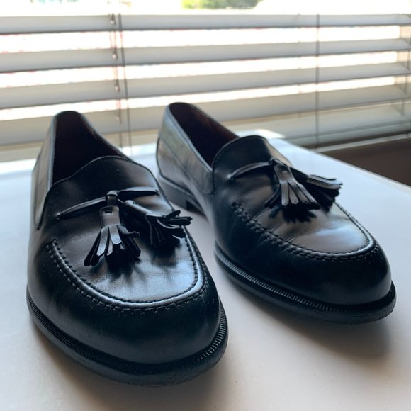 Salvatore Ferragamo Black Leather Tassel Flat Loafers Slip On 8D Made in Italy - Picture 2 of 13